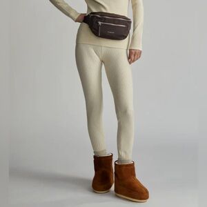 Varley Cream Ribbed Pants